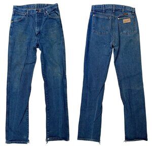 Vintage Wrangler Mens Distressed Orig Fit Jeans, High Waisted Copper Rivet